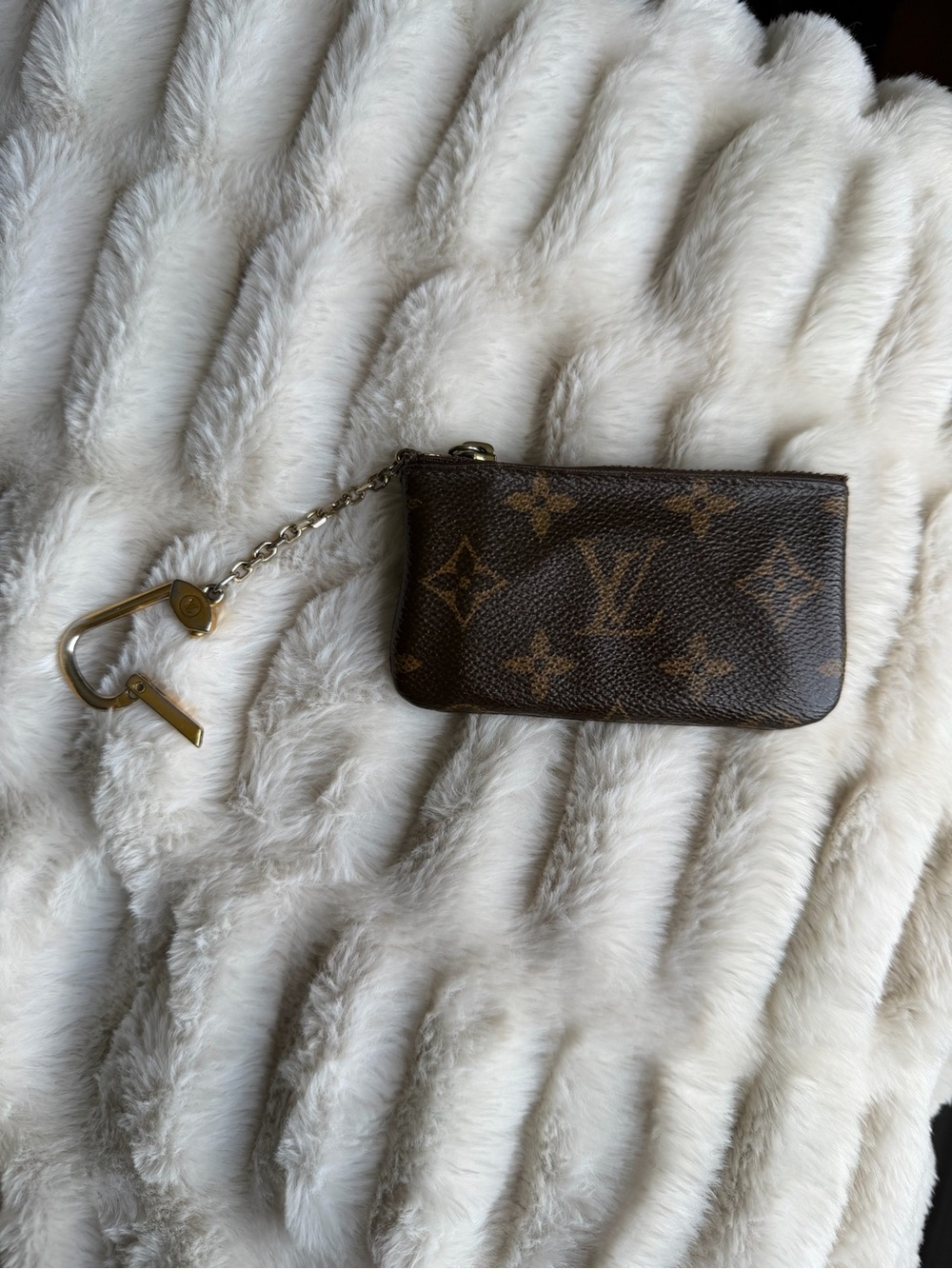 Louis Vuitton Brown Monogram Key Pouch with Gold Hardware